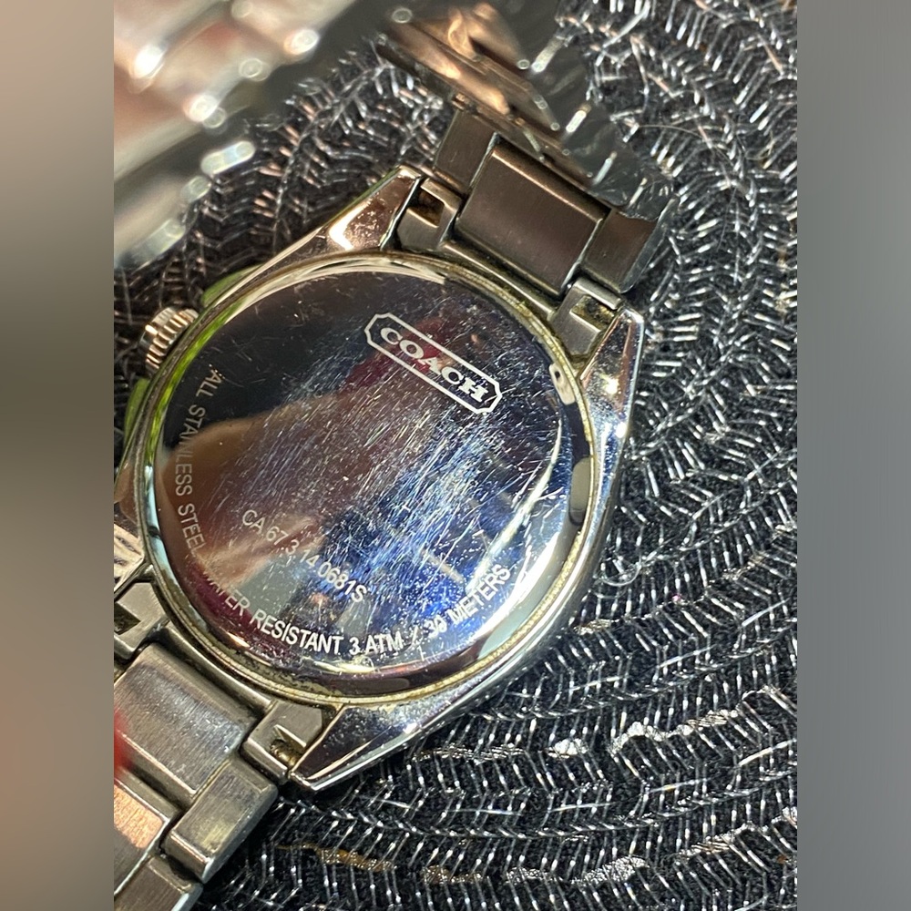Coach Silver-Tone Mother of Pearl Crystal Bezel Watch - Picture 7 of 10